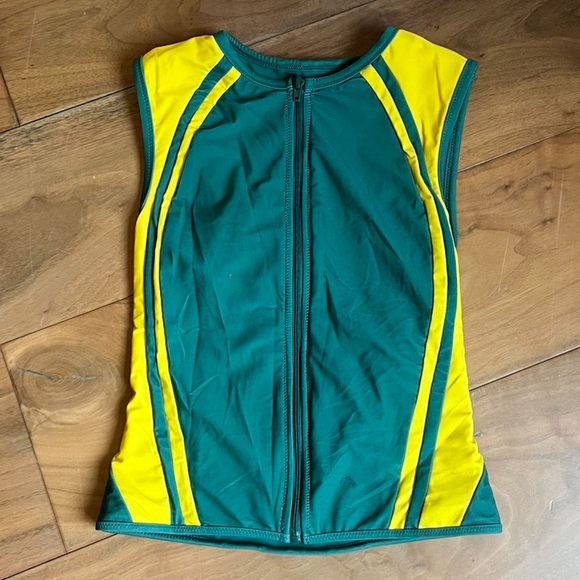 Other - Miaou Green and Yellow Sleeveless Zip-Up Top